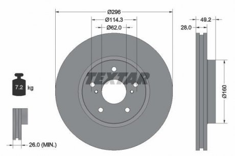 Диск тормозной (передний) Lexus IS/Toyota Crown 09- (296x28) PRO TEXTAR 92174303