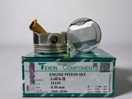 Поршень ДВЗ 0.5 (4од..+пальці) Hyundai Solaris (14-), KIA Rio (11-) (G4FA-II) 1.4 DOHC MPI TEIKIN 51159-050