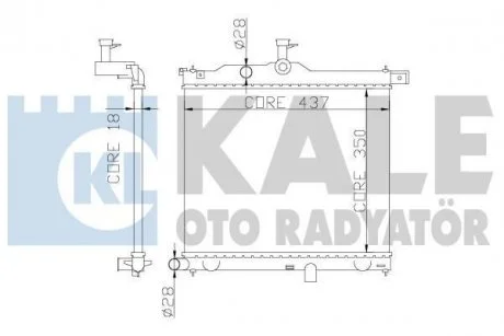 KALE HYUNDAI Радиатор охлаждения i10 1.1/1.1CRDi 08- Kale oto radyator 358300