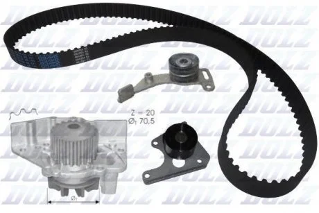 CITROEN К-т ГРМ (насос + ремінь + 2 ролики) Berlingo,Jumpy,Jumper,Fiat,Peugeot 1.8/1.9D DOLZ KD023