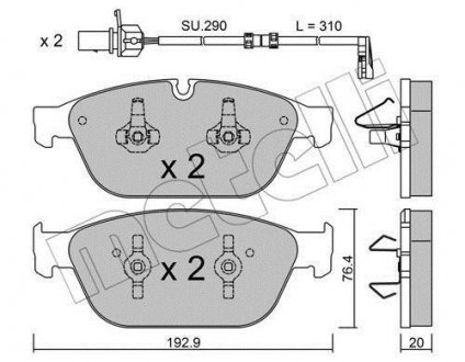 Колодки гальмівні (передні) Audi A8/Q5 10- (з датчиком) Metelli 22-0954-0K