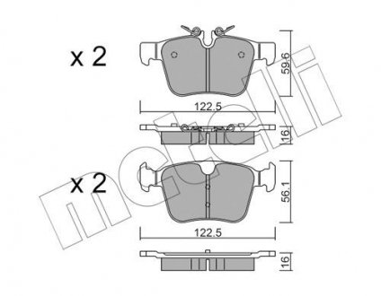 Тормозные колодки (задние) Land Rover Range Rover / Discovery Sport/Volvo S60/S90/V60/V90 15- Metelli 22-1122-0