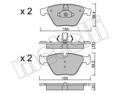 Колодки тормозные (передние) BMW 5 (F10/F11/F18) 09-17/7 (F01/F02/F03/F04) 08-12 Metelli 22-0918-0