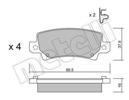 Колодки тормозные (задние) Toyota Corolla 1.4-2.0D 00- Metelli 22-0447-0 (фото 1)