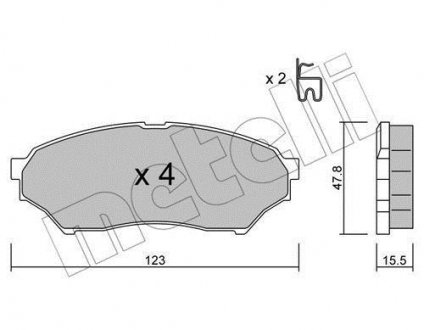 Колодки гальмівні (передні) Mitsubishi Pajero Pinin 2.0 GDi 99- Metelli 22-0397-0