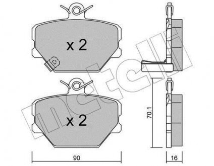 Колодки тормозные (передние) Smart Cabrio 00-04/City Coupe 98-04/Roadster 03-05/Fortwo 04- Metelli 22-0341-0