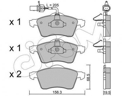 VW Тормозные колодки передн. T4 96- (с датч.) CIFAM 822-263-1