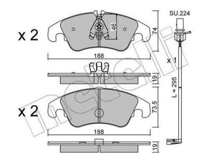 Колодки тормозные (передние) Audi A6/A7/Q5 08-(с датчиком) Metelli 22-0775-4K (фото 1)