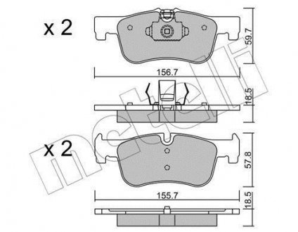 Колодки тормозные (передние) BMW 1 (F20/F21) 11-/2 (F22/F23/F87) 14- B38/B47/N13/N47 Metelli 22-0959-0 (фото 1)