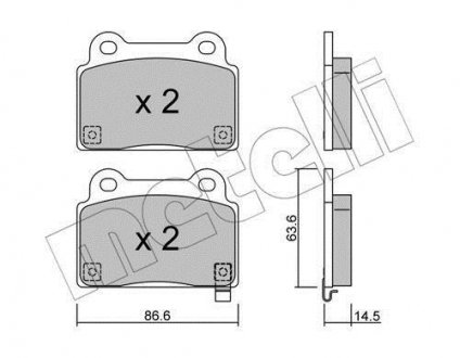 Колодки тормозные (задние) Mitsubishi Lancer VIII 08-15 Metelli 22-0826-0 (фото 1)