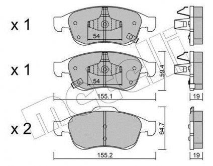 Колодки тормозные (передние) Fiat 500/Jeep Renegade 14- Metelli 22-0817-2 (фото 1)