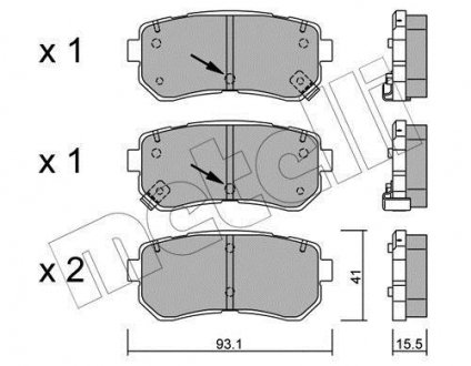 Колодки тормозные (задние) Hyundai Kona/Kia Picanto 11- Metelli 22-0725-1 (фото 1)