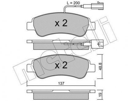 Колодки тормозные (задние) Citroen Jumper/Fiat Ducato/Peugeot Boxer 06- (+датчики) Metelli 22-0710-1