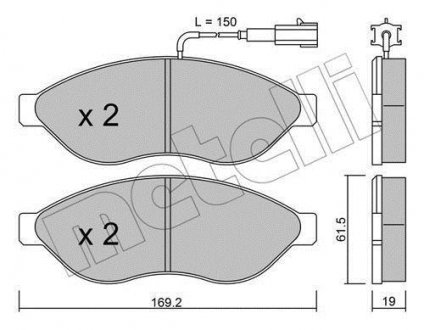 Колодки тормозные (передние) Citroen Jumper/Fiat Ducato/Peugeot Boxer 06- (+датчики) Metelli 22-0708-1 (фото 1)