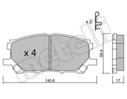 Тормозные колодки (передние) Lexus RX 03-09 Metelli 22-0618-0