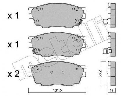 Колодки тормозные (передние) Mazda 6 02-07 Metelli 22-0475-0