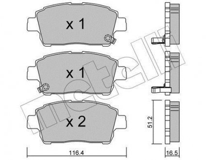 Колодки тормозные (передние) Toyota Corolla 01-08/Prius 03-09/Yaris 99-05 Metelli 22-0423-0 (фото 1)