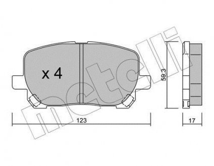 Колодки гальмівні (передні) Toyota Avensis Verso 2.0/2.0D 01-09 Metelli 22-0427-0