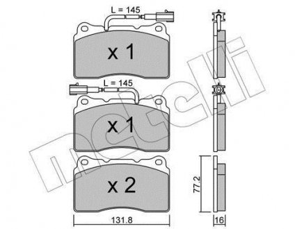 Колодки гальмівні (передні) Alfa Romeo 159/166/Spider 98-11 Metelli 22-0288-0