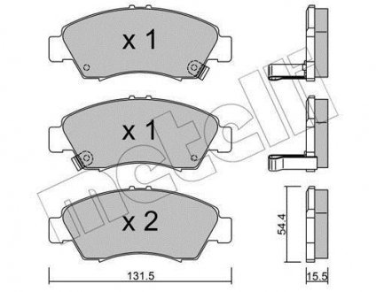 Колодки тормозные (передние) Honda Civic V/VI 91-01/VIII 10-12/Jazz 02- Metelli 22-0138-0