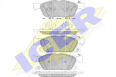 Колодки гальмівні (передні) Ford Focus/Kuga 19-/Galaxy/S-Max 15-/Fusion (USA) 05-/Haval H7L 16- ICER 182250