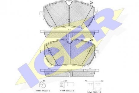 Колодки тормозные (передние) Citroen C5 21-/Peugeot 308 13-/508 18-/Opel Grandland 19-/Astra L 21- ICER 182227