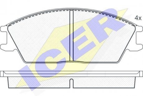 Колодки гальмівні (передні) Hyundai Pony 89-95/S Coupe 90-96 ICER 180616