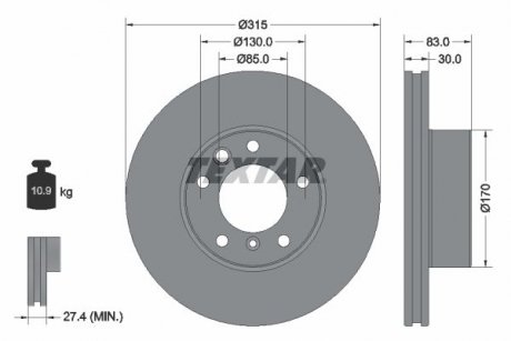 Диск тормозной (передний) MB G-class (W461/W463) 03- (315x30) PRO+ TEXTAR 92304905