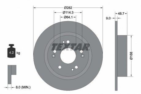 Диск тормозной (задний) Honda Accord 18-/Hr-V 14-(282x9) PRO TEXTAR 92301603