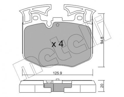 Колодки гальмівні (передні) BMW 3 (G20) 18-/5 (G30/F90)/7 (G11/G12) 15- Metelli 22-1146-0