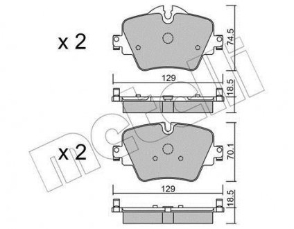 Колодки гальмівні (передні) BMW 2 (F45/F46)/5 (G30/F90)/X1(F48)/X2 (E39)/X3 (G01/F97) 13- Metelli 22-1037-0 (фото 1)