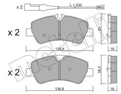 Тормозные колодки (задние) Ford Transit V363 13-/Transit Custom V362 12- Metelli 22-0991-1