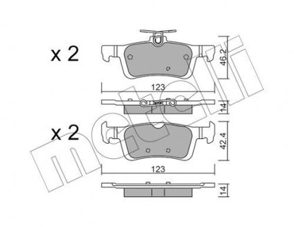 Тормозные колодки (задние) Ford Fiesta 1.0 EcoBoost 17- Metelli 22-0986-1