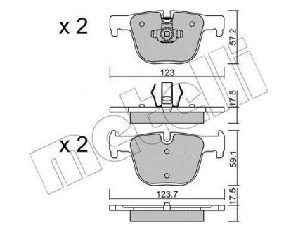 Колодки тормозные (задние) BMW 3 (F30/F31/F34/F80)/4 (F32/F36/F82) 11- Metelli 22-0963-0 (фото 1)