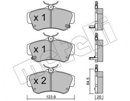 Колодки тормозные (передние) Chrysler PT Cruiser 1.6-2.4 00-10 Metelli 22-0521-0