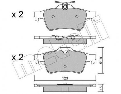 Тормозные колодки (задние) Ford Connect 13-/Kuga/C-Max/Focus/Volvo V40 12- Metelli 22-0337-3