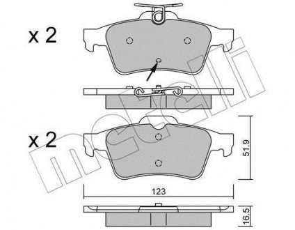 Колодки тормозные (задние) Peugeot 508 10-18 Metelli 22-0337-2 (фото 1)