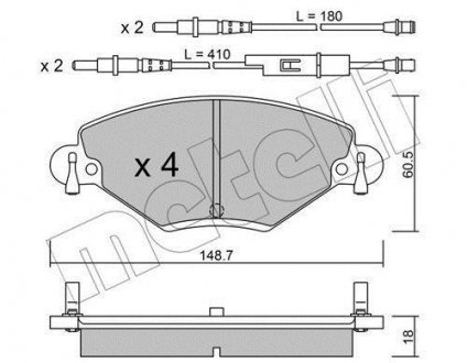 Колодки гальмівні (передні) Citroen C5 01- (з датчиком) Metelli 22-0331-0