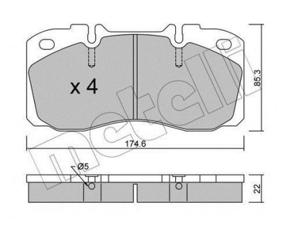 Колодки тормозные (передние) Iveco Daily IV/V/VI 06-/Line 14-16/Eurocargo 91-15 Metelli 22-0268-0