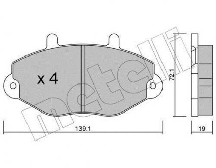 Колодки тормозные (передние) Ford Transit 91-00/Transit Tourneo 94-00 15" Metelli 22-0195-0