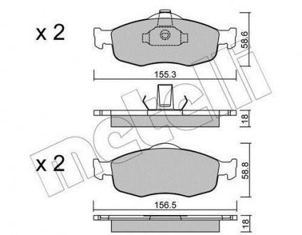 Тормозные колодки (передние) Ford Mondeo I/II 93-00/Scorpio I/II 85-98 Metelli 22-0146-0 (фото 1)