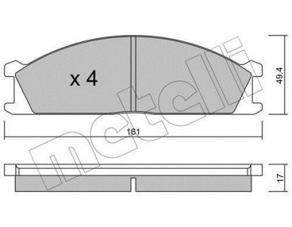 Колодки тормозные (передние) Nissan Pathfinder/Caravan 97- Metelli 22-0107-0