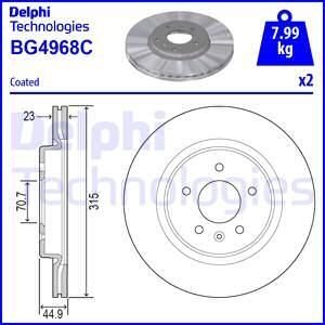 OPEL Диск тормозн.задн. Insignia B Delphi BG4968C (фото 1)