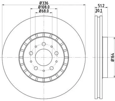 Гальмівний диск перед. VOLVO XC90 02-14 (336x30.1) HELLA PAGID Hella pagid 8DD355110-591