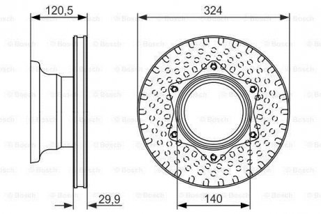 DB Диск тормозной задн. Vario 614-814 324x30 (вентил.) BOSCH 0986479600