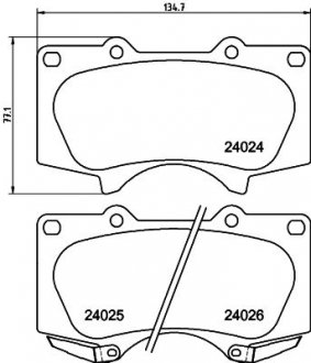 Колодки гальмівні дискові передні Strong Ceramic Mitsubishi Pajero IV (06-)/Toyota LC200 (07-), Hilux VIII (15-) Nisshinbo NP1012SC (фото 1)