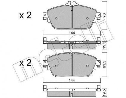 Колодки гальмівні (передні) MB C-class (W205/S205/C205)/E-class (W213) 14- Metelli 22-1017-0