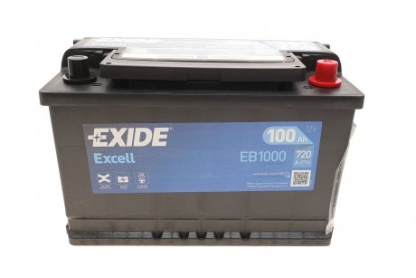 Аккумуляторная батарея 100Ah/720A (315x175x205/+R/B13) Excell EXIDE EB1000