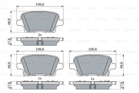 OPEL Тормозный колодки задние INSIGNIA B 17- BOSCH 0986424872