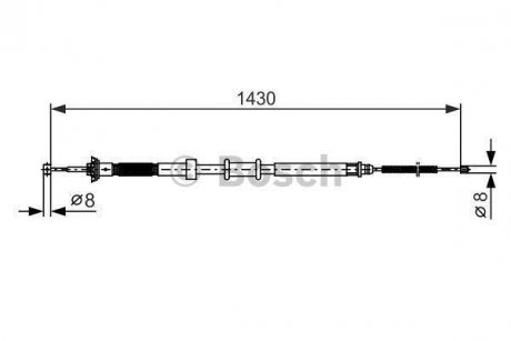 Трос торм прав. FIAT Panda 06- BOSCH 1987482389